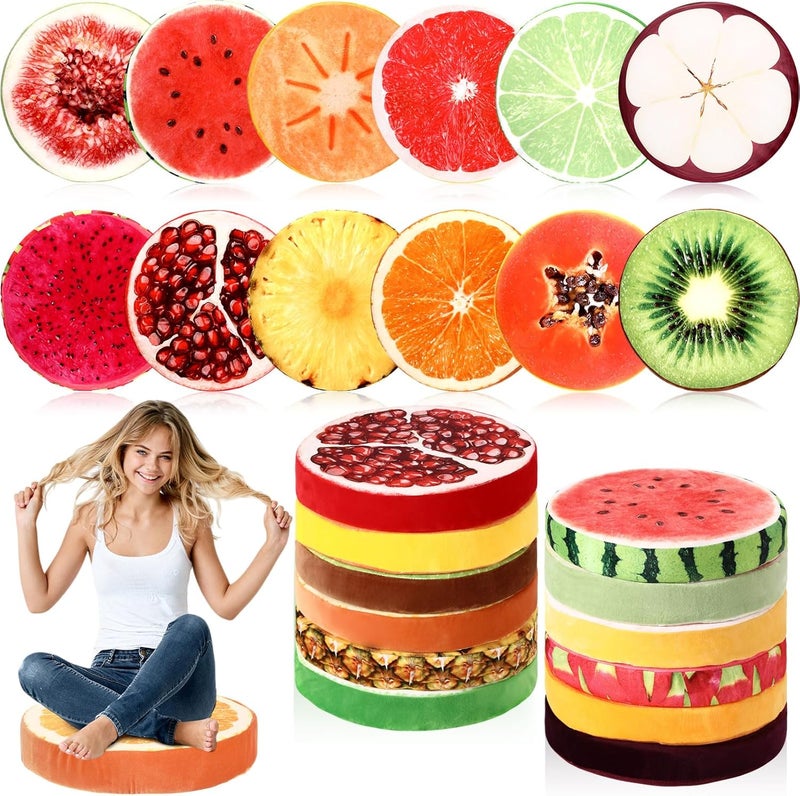 GlikCeil 12 Pcs Round Floor Cushions for Kids Flexible Seating for Classroom Elementary Floor Pillows 15.35'' Circle Seat Cushions Group Activity Marker Kindergarten Playroom(Realistic Fruit) - Image 1